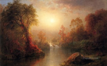 Paisajes Painting - Paisaje de otoño Río Hudson Paisajes de la iglesia Frederic Edwin